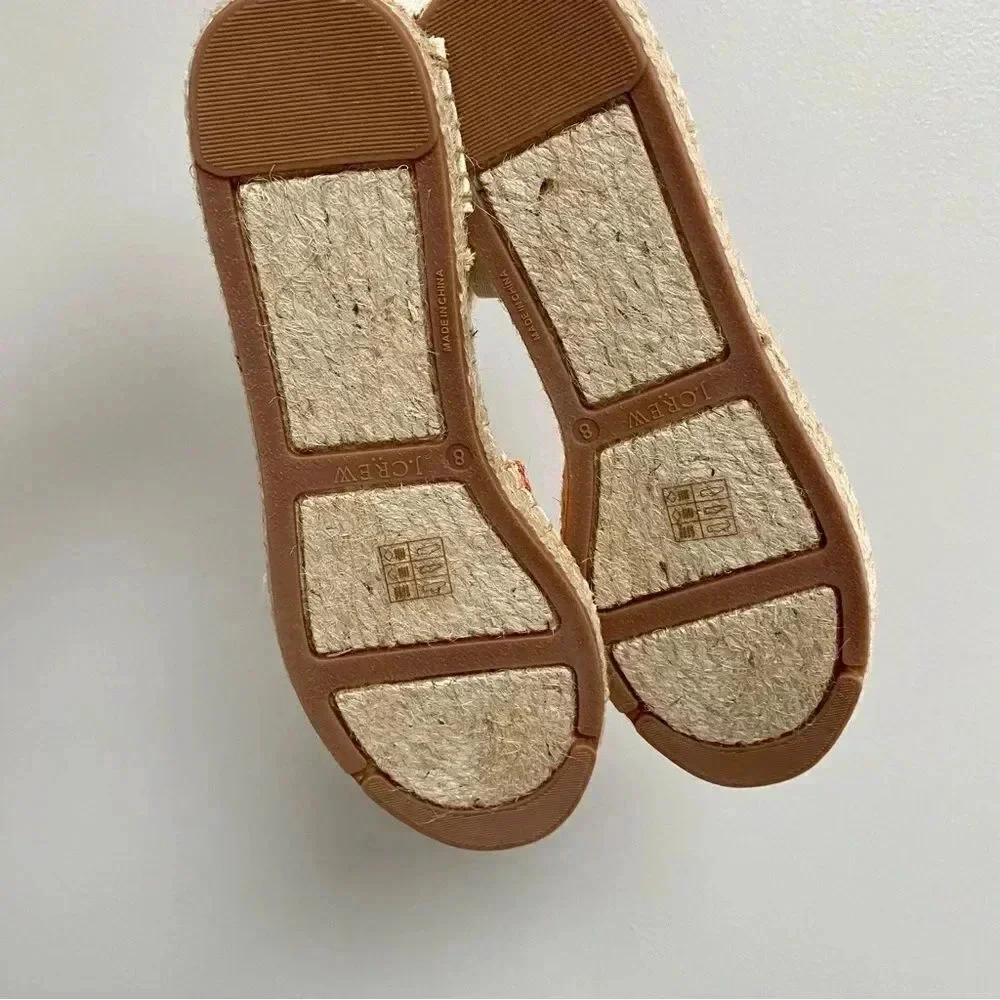 J.Crew Factory Printed Canvas Ankle Wrap Espadrille Sandals Orange Floral 8